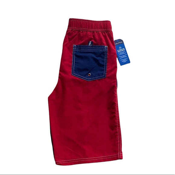 Nautica Red White and Blue Performance UV Protection Swim Trunks Size Large - Picture 3 of 5